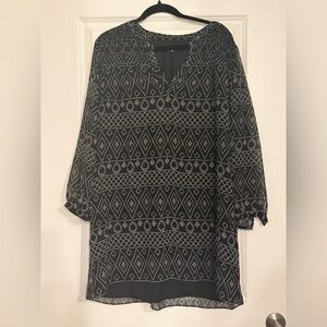 Madewell Smock Tunic Dress Caravan Print in True Black Size L NWOT